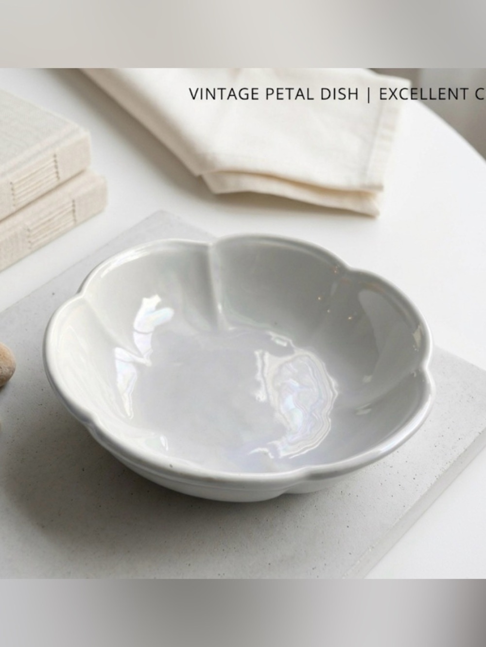 Vintage McCoy 7528 Ice Blue Scalloped Trinket Dish Petal Rim Cottagecore